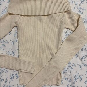 Princess Polly Cream Off-the-Shoulder Sweater